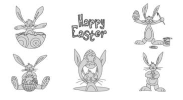 bunnies for easter character set. stock vector new