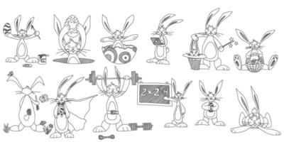 sketch rabbits funny characters. stock vector new