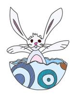 hare in a colored egg easter holiday. sketch flat vector