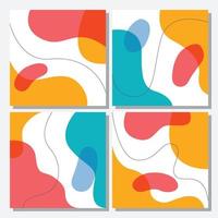 Four flat abstract memphis backgrounds.Trendy modern contemporary vector illustration. Hand drawing various shapes doodle objects. Suitable for social media post, Template, Backdrop, Wallpaper.