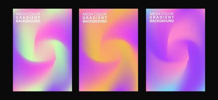 Abstract 3 fluid shapes mesh gradient colors backgrounds set. Modern vector template for brochure, flyer, cover, catalog. Colorful fluid graphic composition