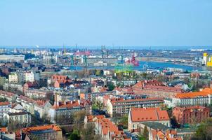 Aerial top view of Gdansk city from Basilica St Marys church, Poland photo