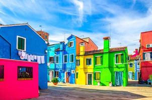 Burano island with colorful houses buildings photo