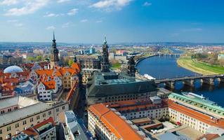 Panoramic view of Dresden city from lutheran church, Germany photo