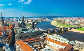 Panoramic view of Dresden city from lutheran church, Germany photo