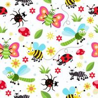 Beautiful Bugs and Insect Seamless Pattern vector