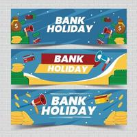 conjunto de banners de vacaciones bancarias vector