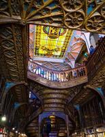 Porto, Portugal wooden stairs in the bookstore Livraria Lello. photo