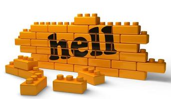 hell word on yellow brick wall photo