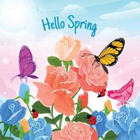 Butterfly and bug in the Spring Season illustration vector