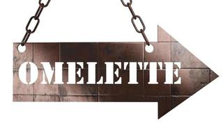 omelette word on metal pointer photo