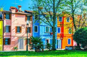 Burano island with colorful houses buildings