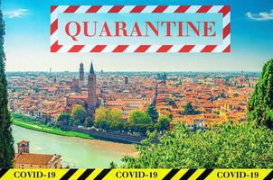Quarantine in Italy. No travel and lockdown concept. photo