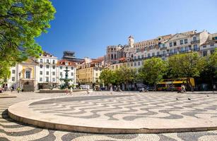 Portugal, Lisbon, main square of old town, famous paving portuguese streets