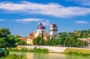 San Giorgio in Braida Roman Catholic church building with brick bell tower Campanile photo