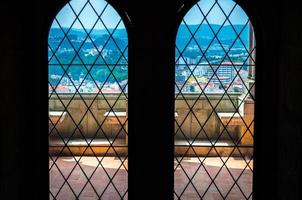 Portugal, panoramic view of Leiria, balcony of the medieval Castle of Leiria photo