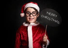 funny child in christmas photo