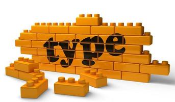 type word on yellow brick wall photo