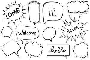 Hand drawn set of speech bubbles isolated . Doodle set element. Vector illustration.