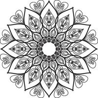 Cute Lineart Flower Indian Pattern Black And White Kaleidoscope vector