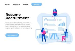 Unique Modern flat design concept of Resume Recruitment for website and mobile website. Landing page template. Easy to edit and customize. Vector illustration