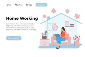 concepto único de diseño plano moderno de trabajo en casa para sitio web y sitio web móvil. plantilla de página de destino. fácil de editar y personalizar. ilustración vectorial vector