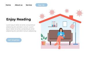 Unique Modern flat design concept of Reading a Book for website and mobile website. Landing page template. Easy to edit and customize. Vector illustration