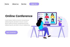 Unique Modern flat design concept of Online Conference for website and mobile website. Landing page template. Easy to edit and customize. Vector illustration