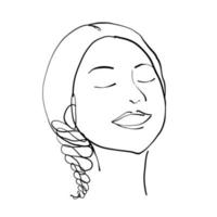 dibujo de línea de cara de mujer y rostro de mujer minimalista abstracto moderno. Diferentes formas para la decoración de paredes. uso para historias de redes sociales, logotipos de belleza, afiches. diseño vectorial vector