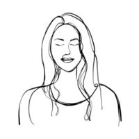 dibujo de línea de cara de mujer y rostro de mujer minimalista abstracto moderno. Diferentes formas para la decoración de paredes. uso para historias de redes sociales, logotipos de belleza, afiches. diseño vectorial vector