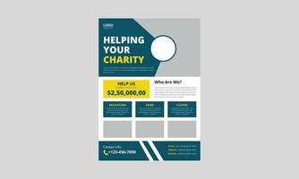 Charity flyer template. Charity flyer examples. Fundraising poster leaflet template. Helping charity poster design. cover, a4 size, flyer, print-ready vector