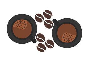 hot coffee background with coffee beans vector