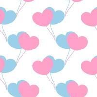 seamless pattern of light blue and pink heart shaped balloons vector