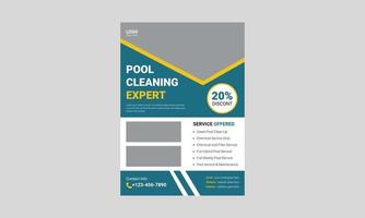 Swimming pool cleaning service flyer template. Pool maintenance service poster leaflet design. cover, poster, a4 size, flyer, print-ready vector