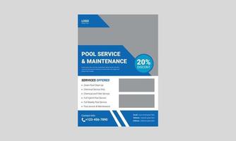 Swimming pool cleaning service flyer template. Pool maintenance service poster leaflet design. cover, poster, a4 size, flyer, print-ready vector