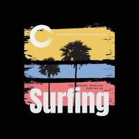 ilustración de diseño de camiseta de vector de tipografía de surf