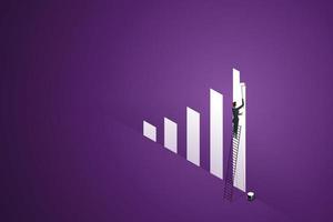 Businesswoman climbing stairs painted bar graph. vector