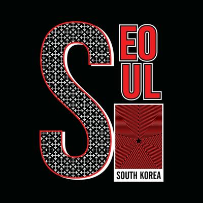 Seoul lettering hands and slogan typography design in vector illustration.Inscription in Korean with the translation is Seoul