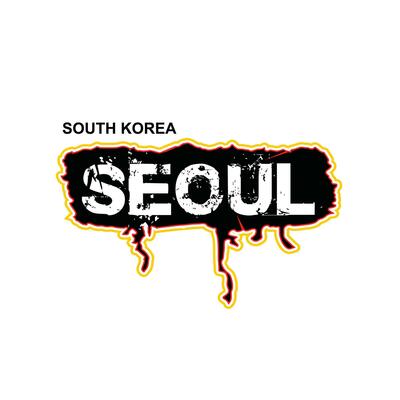 Seoul lettering hands and slogan typography design in vector illustration.Inscription in Korean with the translation is Seoul