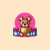 dibujos animados de cumpleaños de oso vector