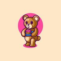 Bear Birthday Cartoon vector