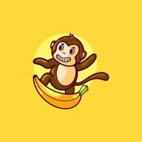 Monkey and Banana Cartoon Character vector