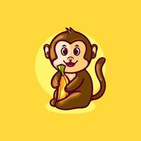 Monkey and Banana Cartoon Character vector