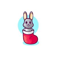 Bunny in Winter Cartoon vector