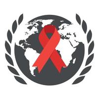 World AIDS Day. Red ribbon on the background of the globe. vector