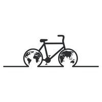 día mundial del ciclismo. bicicleta con un planeta sobre un fondo blanco. vector