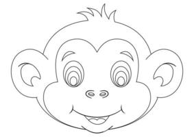 Black and White Vector of Cute Monkey Face