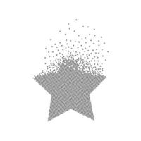 Star icon animated pixel dot art. Starburst pixel flat-solid. Dissolved and dispersed moving dot art. Unifying and integrative pixel motion. Modern icon connection points. vector