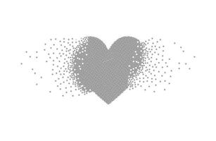 Heart icon animated pixel dot art. Heart pixel flat-solid. Dissolved and dispersed moving dot art. Unifying and integrative pixel motion. Modern icon connection points. vector