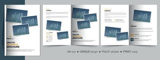 Bifold Brochure Design Template for Your Company, Corporate, Business, Advertising, Marketing, Agency, and Internet Business. vector